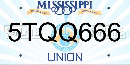 5TQQ666 Mississippi License Plate