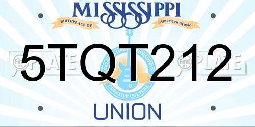 5TQT212 Mississippi License Plate