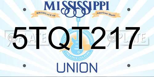 5TQT217 Mississippi License Plate