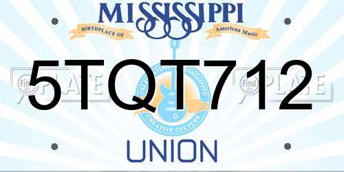 5TQT712 Mississippi License Plate