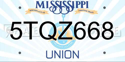 5TQZ668 Mississippi License Plate