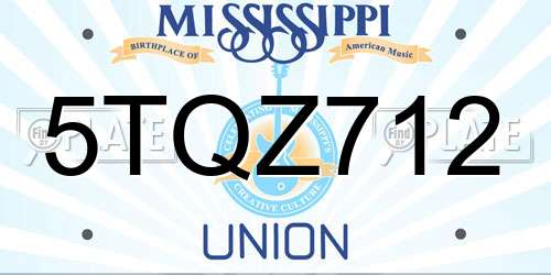 5TQZ712 Mississippi License Plate
