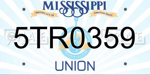 5TR0359 Mississippi License Plate