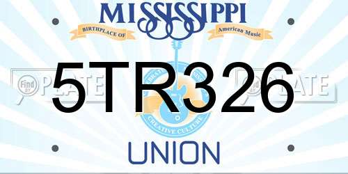 5TR326 Mississippi License Plate