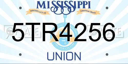 5TR4256 Mississippi License Plate