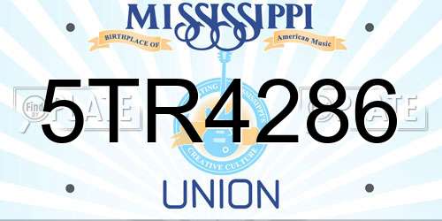 5TR4286 Mississippi License Plate