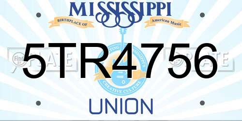 5TR4756 Mississippi License Plate
