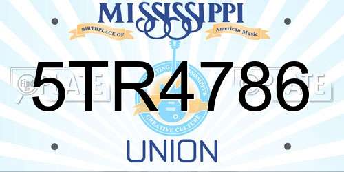 5TR4786 Mississippi License Plate