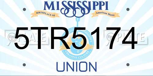 5TR5174 Mississippi License Plate