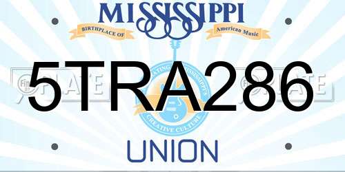 5TRA286 Mississippi License Plate