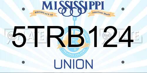 5TRB124 Mississippi License Plate