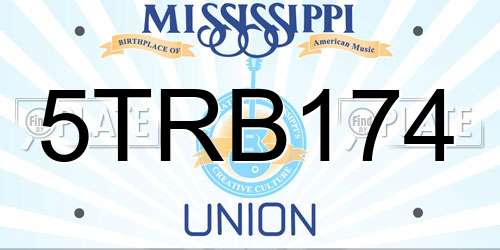 5TRB174 Mississippi License Plate
