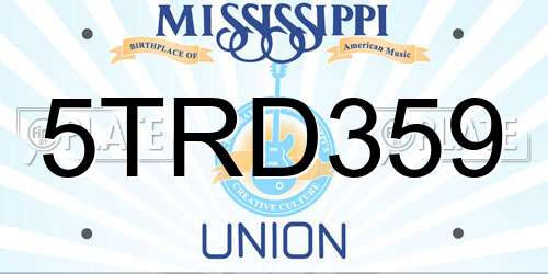5TRD359 Mississippi License Plate