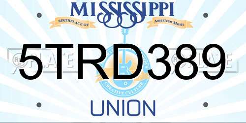 5TRD389 Mississippi License Plate