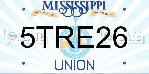 5TRE26 Mississippi License Plate