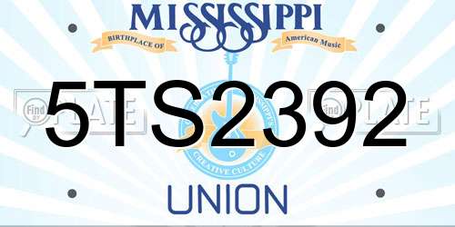 5TS2392 Mississippi License Plate