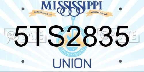 5TS2835 Mississippi License Plate