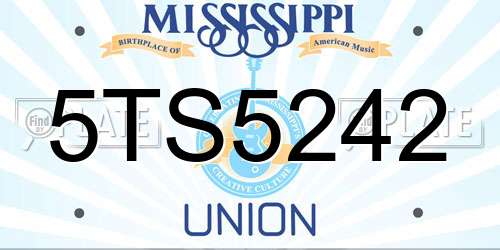 5TS5242 Mississippi License Plate