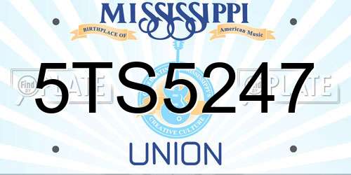 5TS5247 Mississippi License Plate