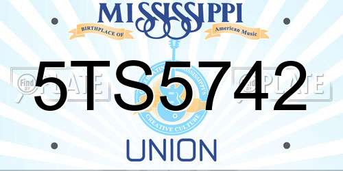 5TS5742 Mississippi License Plate