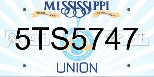 5TS5747 Mississippi License Plate