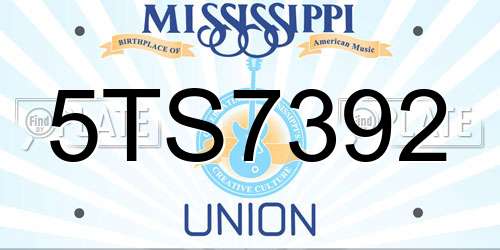 5TS7392 Mississippi License Plate