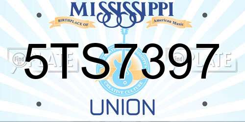 5TS7397 Mississippi License Plate