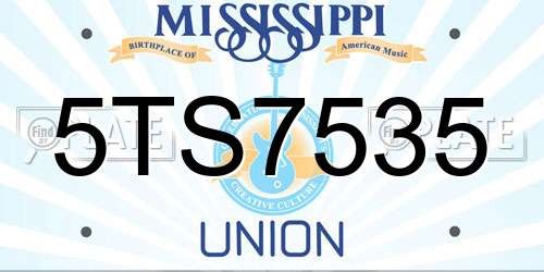 5TS7535 Mississippi License Plate