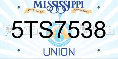5TS7538 Mississippi License Plate