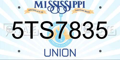 5TS7835 Mississippi License Plate