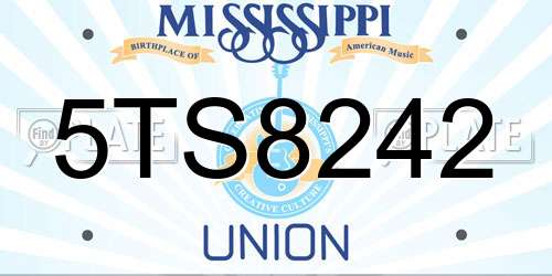 5TS8242 Mississippi License Plate