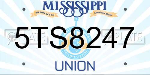 5TS8247 Mississippi License Plate