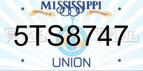 5TS8747 Mississippi License Plate