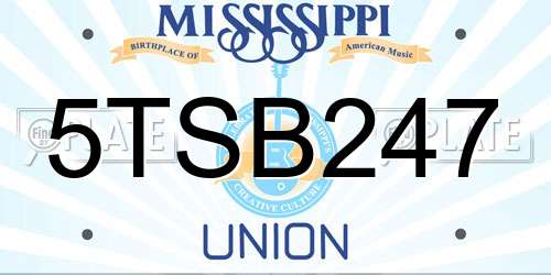 5TSB247 Mississippi License Plate