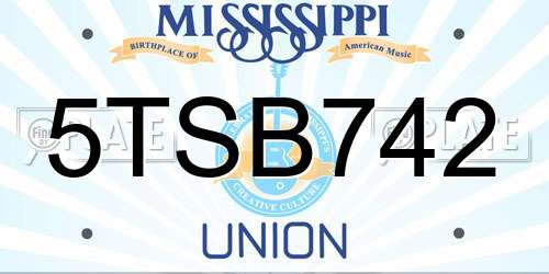 5TSB742 Mississippi License Plate