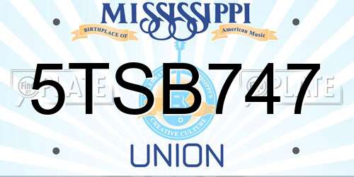 5TSB747 Mississippi License Plate