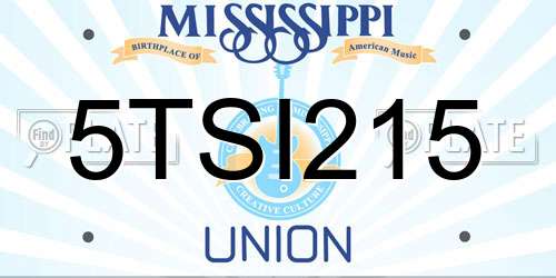 5TSI215 Mississippi License Plate