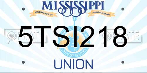 5TSI218 Mississippi License Plate