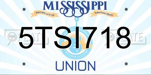 5TSI718 Mississippi License Plate