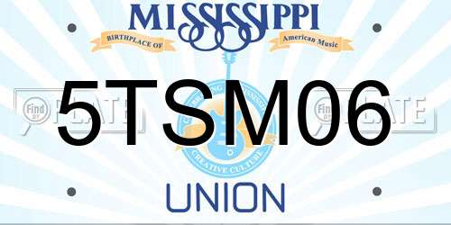 5TSM06 Mississippi License Plate