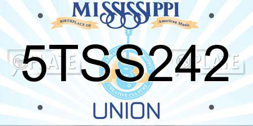 5TSS242 Mississippi License Plate