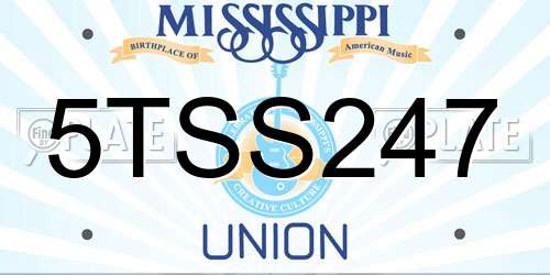 5TSS247 Mississippi License Plate