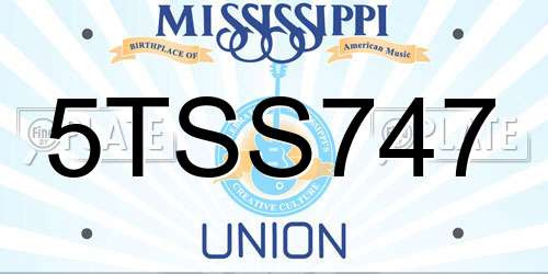 5TSS747 Mississippi License Plate