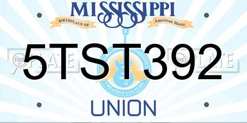 5TST392 Mississippi License Plate