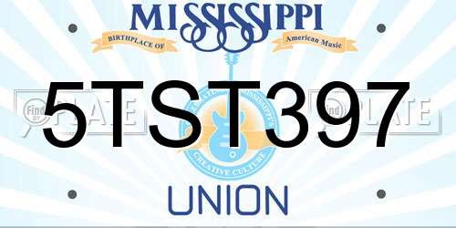 5TST397 Mississippi License Plate