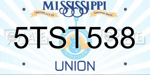 5TST538 Mississippi License Plate
