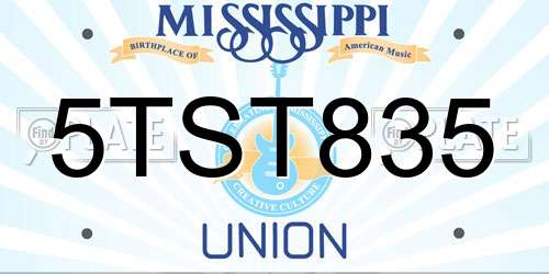 5TST835 Mississippi License Plate