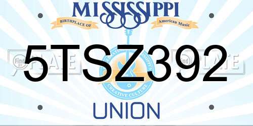 5TSZ392 Mississippi License Plate