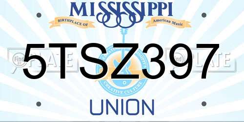 5TSZ397 Mississippi License Plate