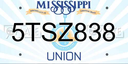 5TSZ838 Mississippi License Plate